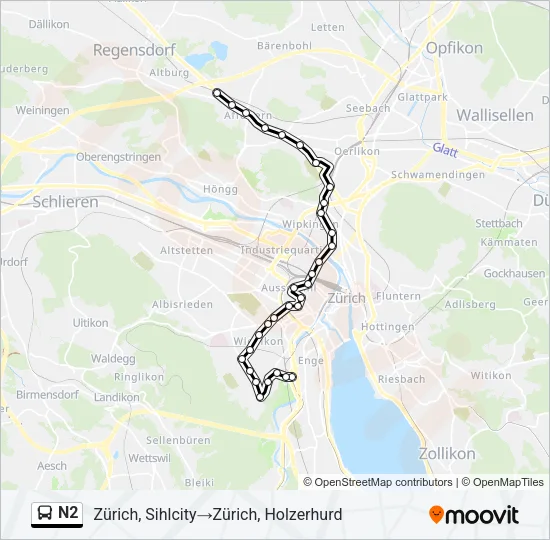 N2 Bus Line Map