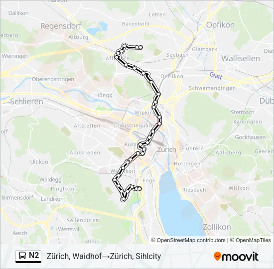 N2 Bus Line Map