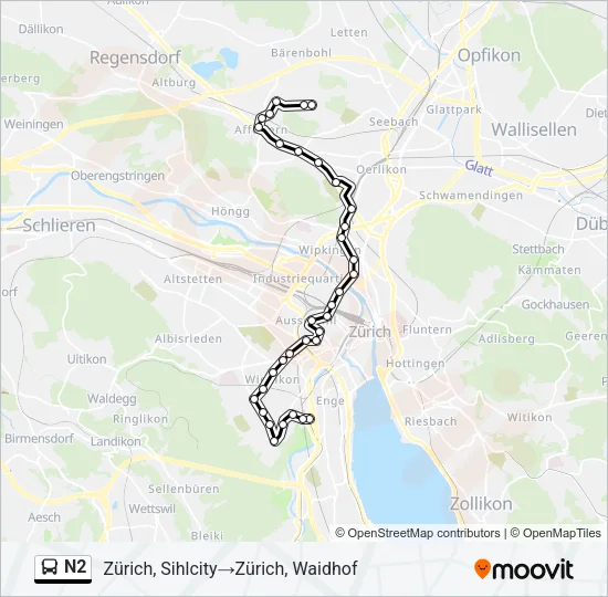 N2 Bus Line Map