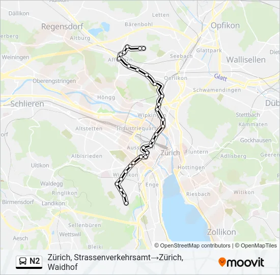 N2 Bus Line Map