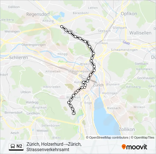 N2 Bus Line Map