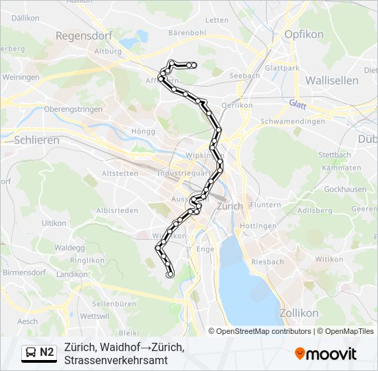 N2 Bus Line Map