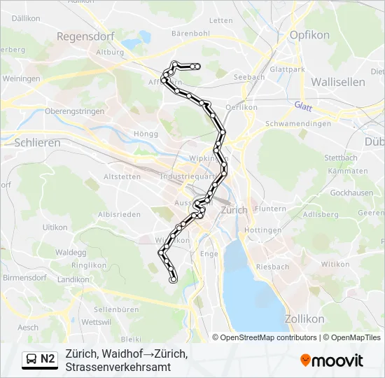 N2 Bus Line Map