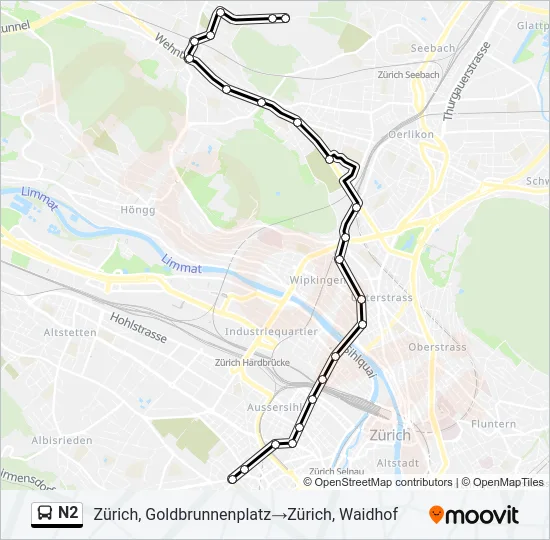 N2 Bus Line Map