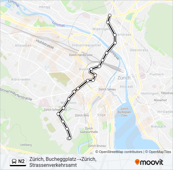 N2 Bus Line Map