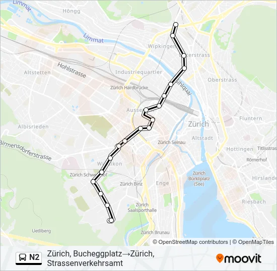 N2 Bus Line Map