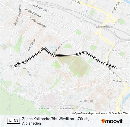 N3 Bus Line Map
