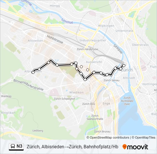 N3 Bus Line Map