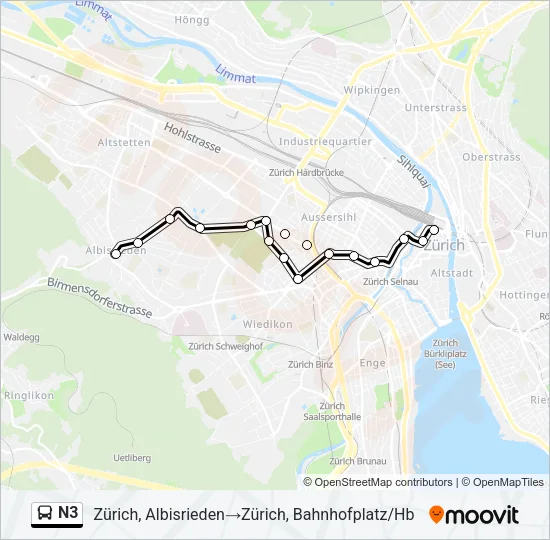 N3 Bus Line Map