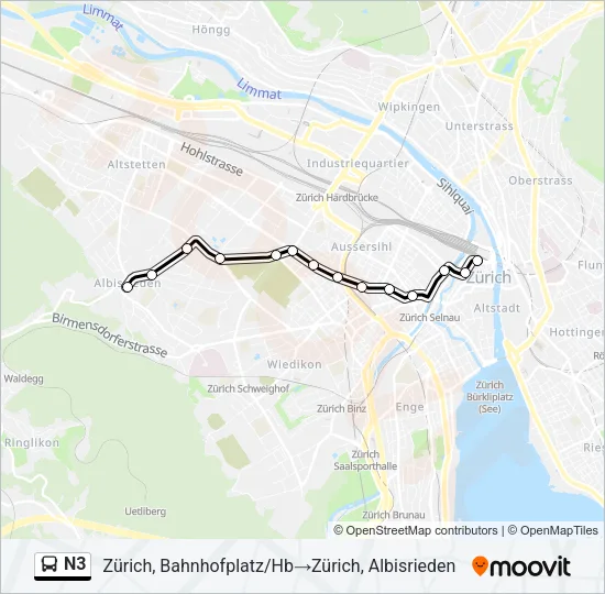 N3 Bus Line Map