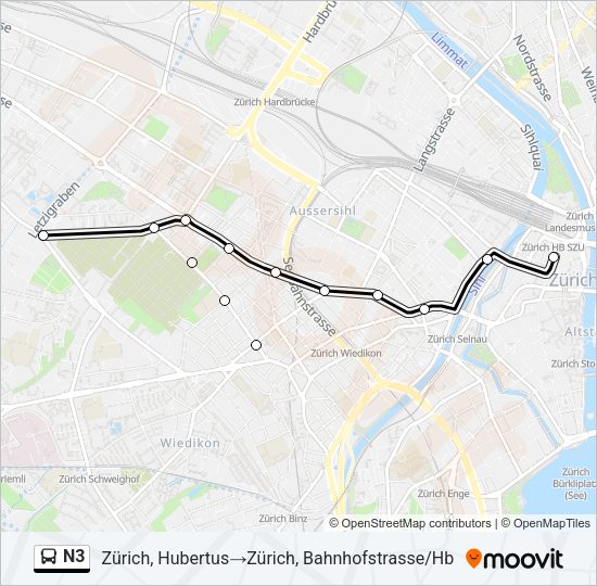 N3 Bus Line Map