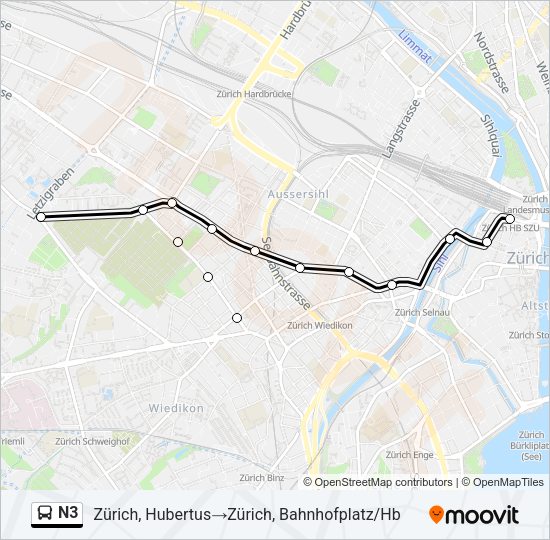 N3 Bus Line Map