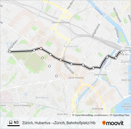N3 Bus Line Map