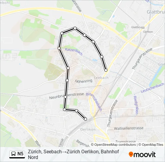 N5 Bus Line Map