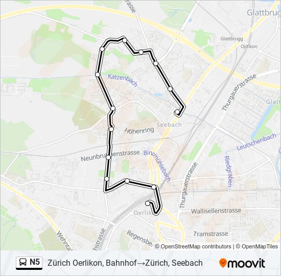 N5 Bus Line Map