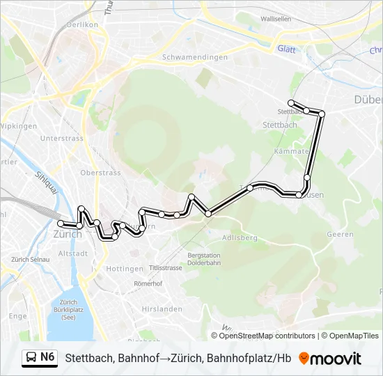 N6 Bus Line Map