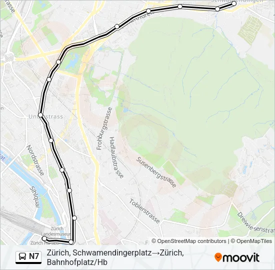 N7 Bus Line Map