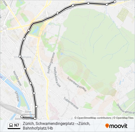 Plan de la ligne N7 de bus