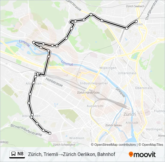 N8 Bus Line Map