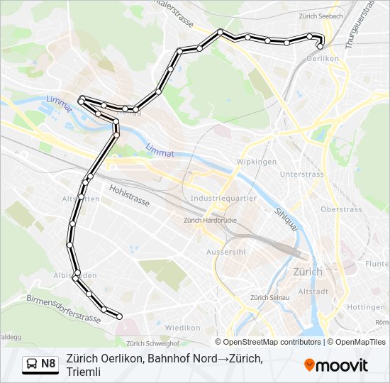 N8 Bus Line Map