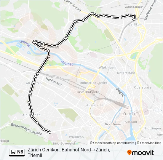 N8 Bus Line Map