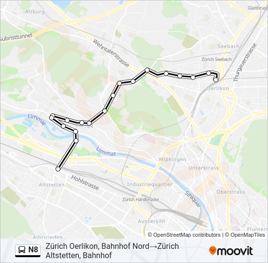 N8 Bus Line Map