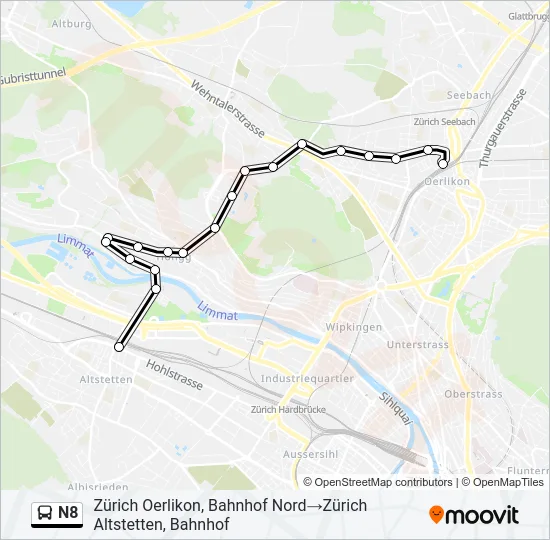 N8 Bus Line Map