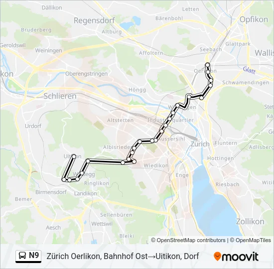 N9 Bus Line Map