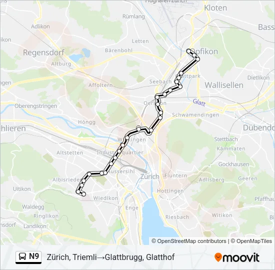 N9 Bus Line Map
