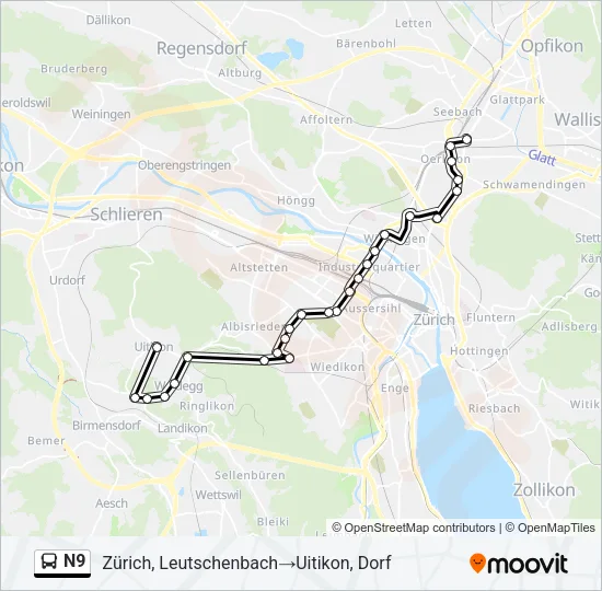 N9 Bus Line Map