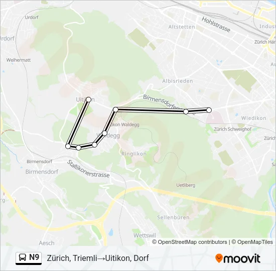 N9 Bus Line Map