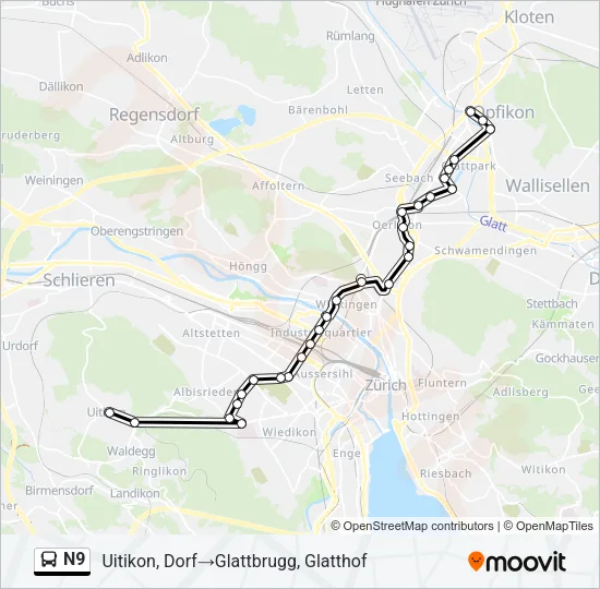 N9 Bus Line Map