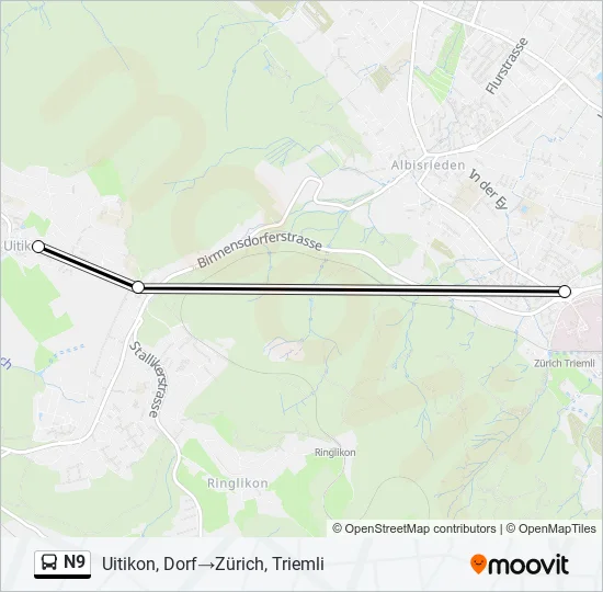 N9 Bus Line Map