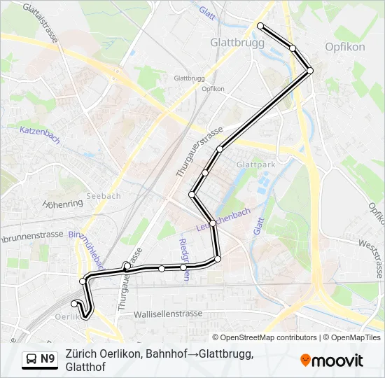 N9 Bus Line Map
