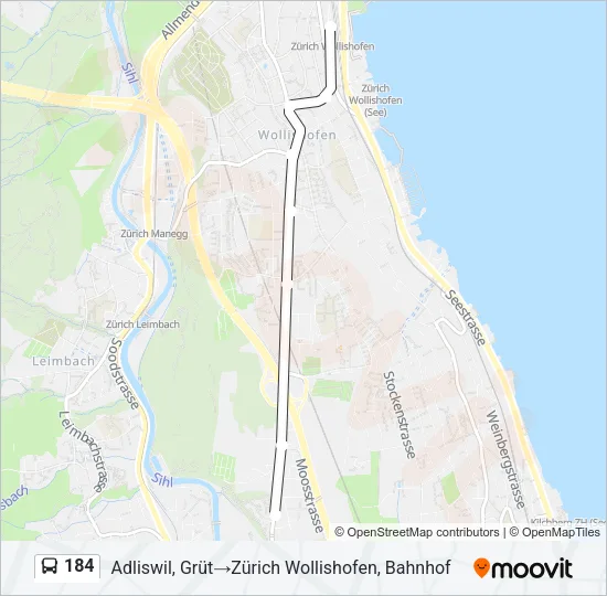 Plan de la ligne 184 de bus