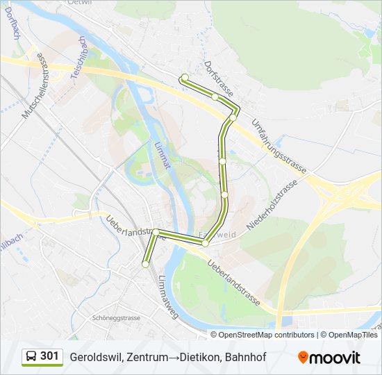 301 Bus Line Map