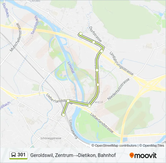 301 Bus Line Map