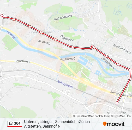 304 Bus Line Map