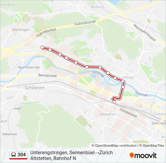 304 Bus Line Map
