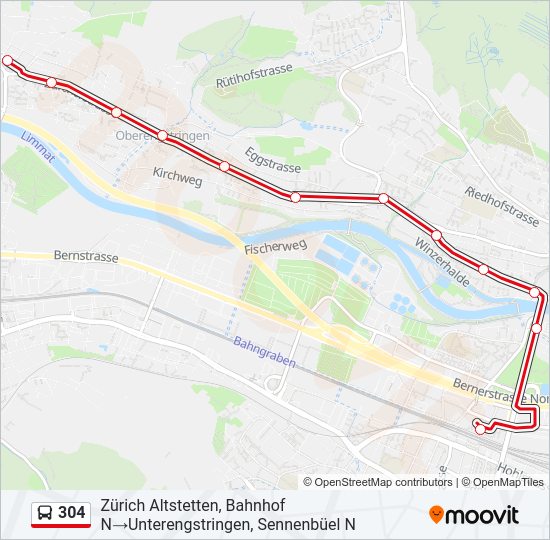 304 Bus Line Map