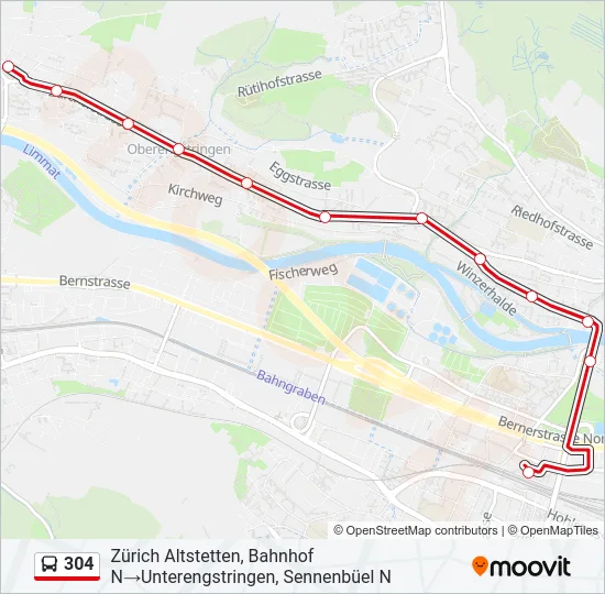 304 Bus Line Map