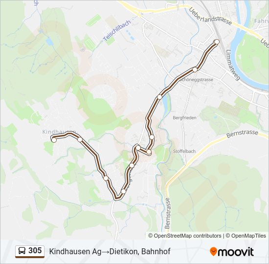 305 Bus Line Map