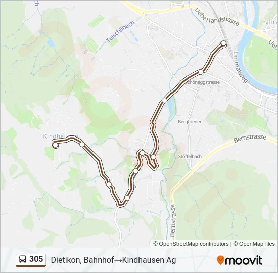 305 Bus Line Map