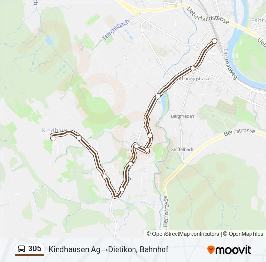 305 Bus Line Map