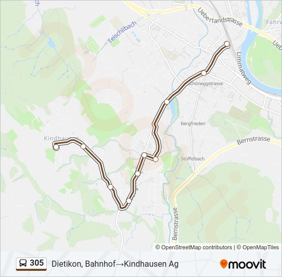 305 Bus Line Map