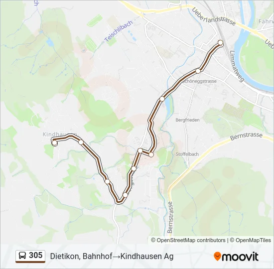 305 Bus Line Map