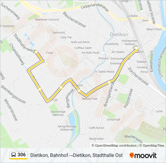 Plan de la ligne 306 de bus