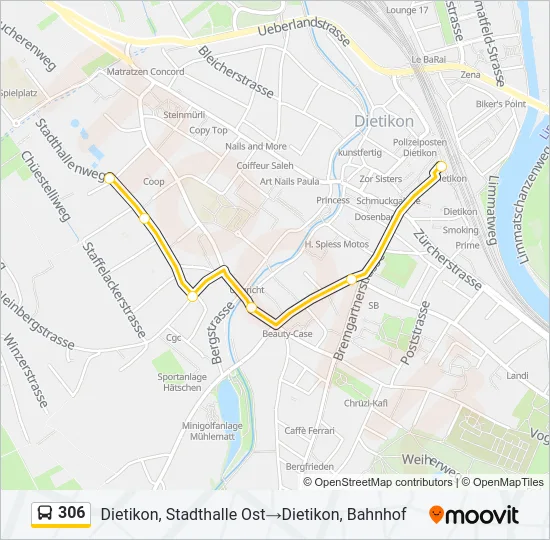 Buslinie 306 Karte