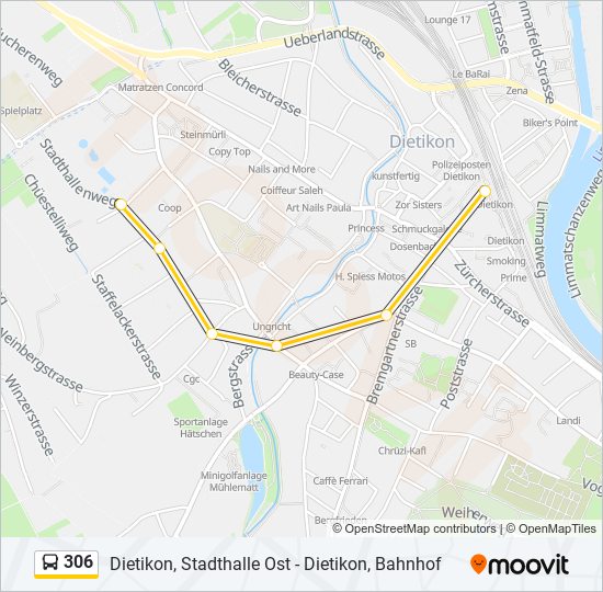 Plan de la ligne 306 de bus