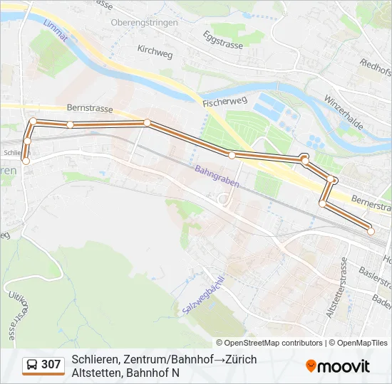 307 Bus Line Map